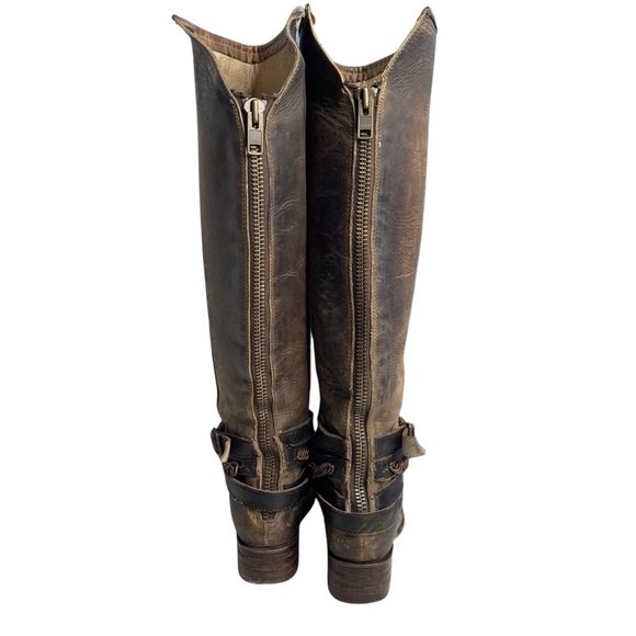 Freebird By Steven Aspen Long Brown Buckle/chains Leather Boho women boots Sz 7 - Picture 9 of 16